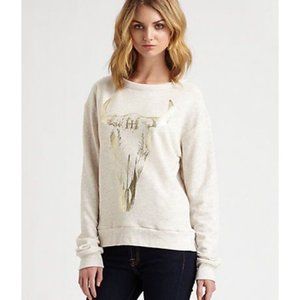 Haute Hippie Gold Longhorn Skull Sweatshirt XS/S